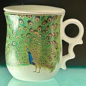 Tea Coffee Cup Mug Teavana Ceramics 
Artkey Duan Xinran Peacock Flowers Lid